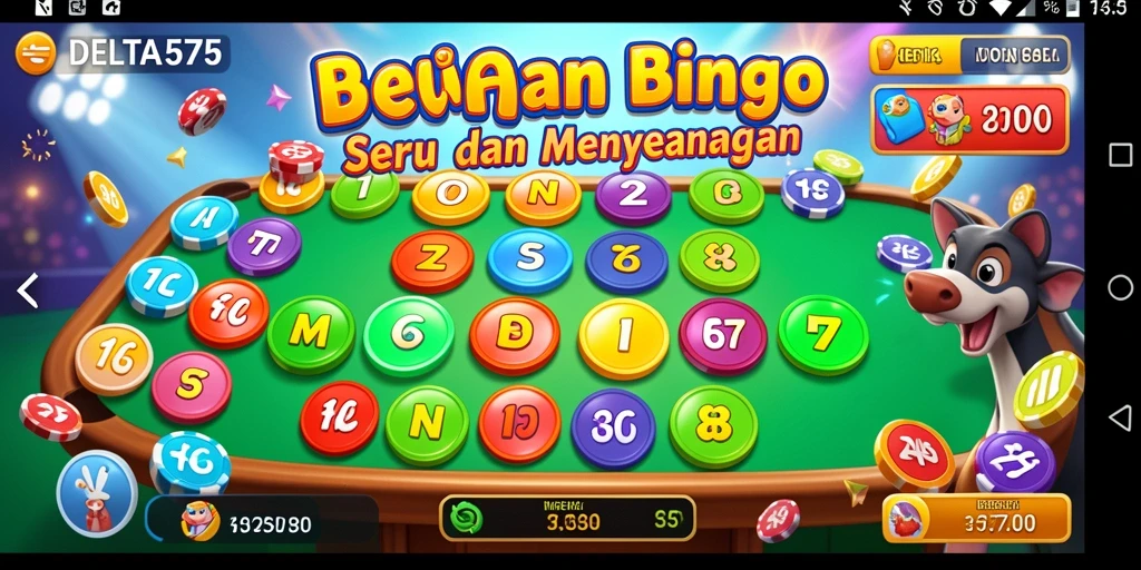 Tampilan utama DELTA575 dengan gameplay Bingo yang seru.