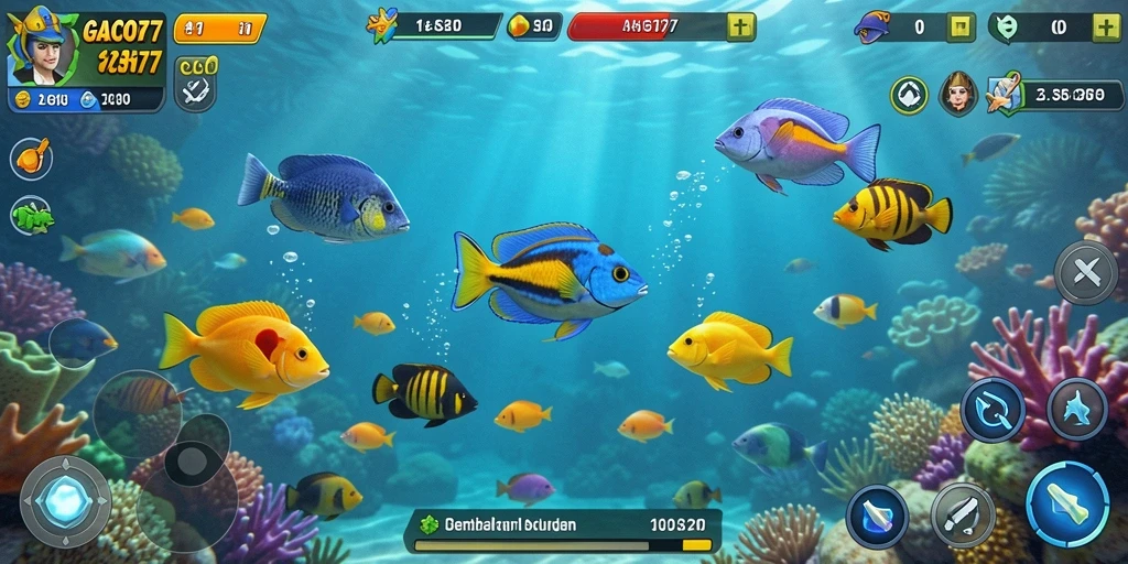 Screenshot gameplay GACOR77 menampilkan aksi menembak ikan secara mendebarkan.