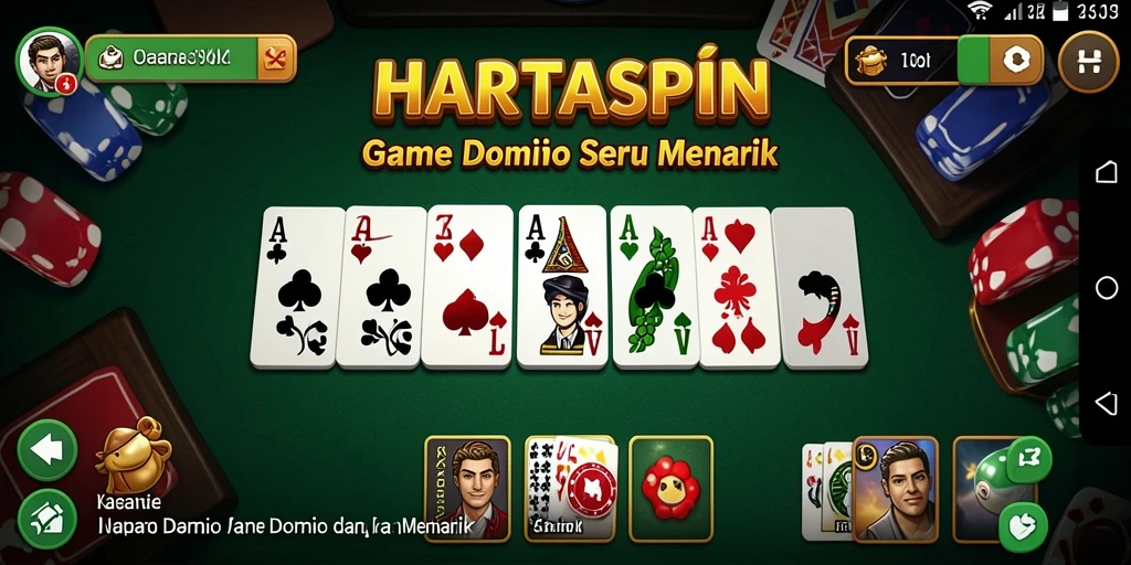 Tampilan gameplay seru di HARTASPIN, menunjukkan keasyikan domino.