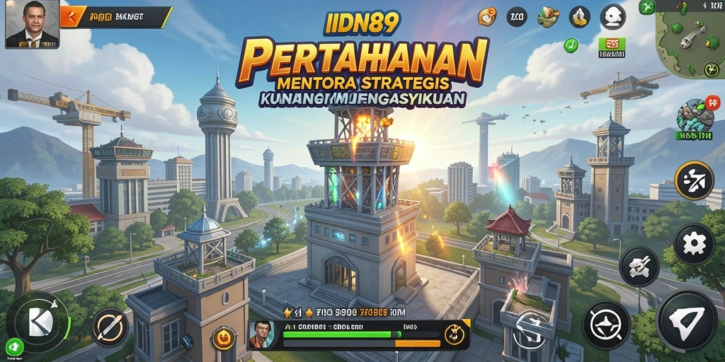 Screenshot menunjukkan aksi menegangkan di IDN89 saat pemain mempertahankan menara.