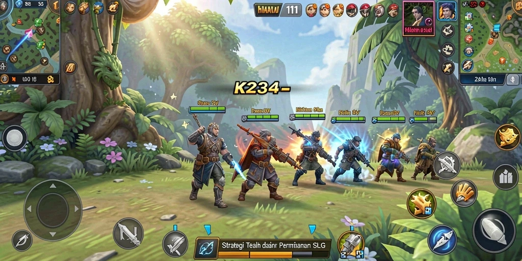 Screenshot utama K234 menampilkan aksi pertempuran strategi yang mendebarkan.