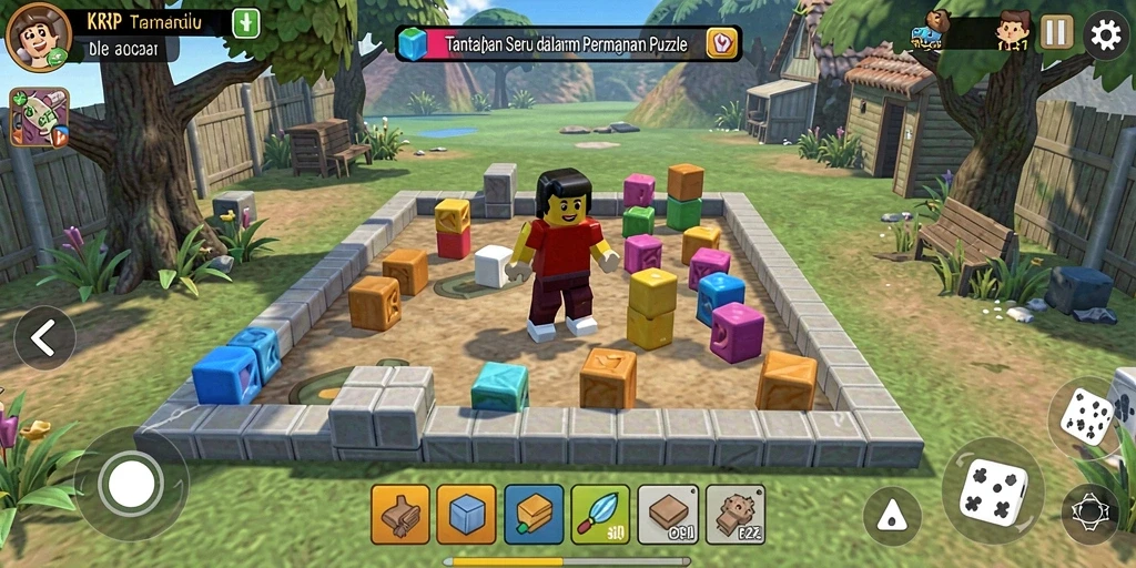 Tampilan gameplay KKRP dengan tantangan puzzle menarik.