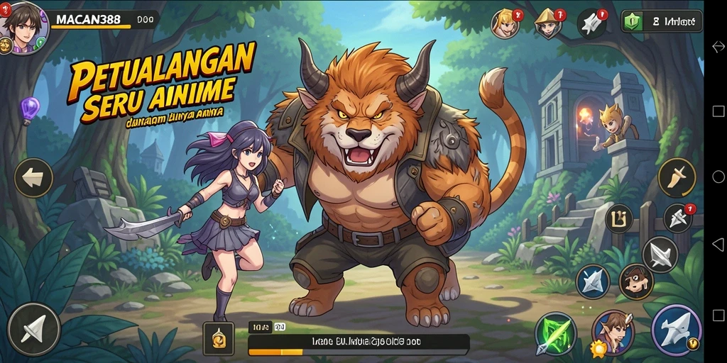 Tangkapan layar yang menunjukkan aksi seru dalam <strong>MACAN388</strong> dengan karakter anime.