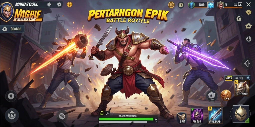 Tampilan gameplay MARIATOGEL yang mendebarkan saat bertarung di arena Battle Royale.