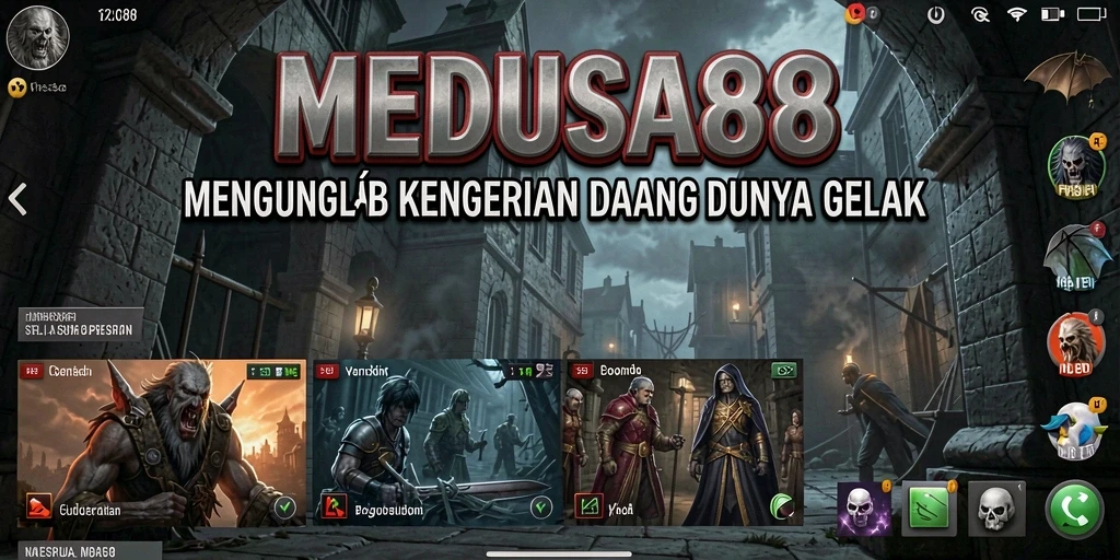 Tampilan gameplay MEDUSA88 yang mengerikan saat menjelajahi dunia gelap.