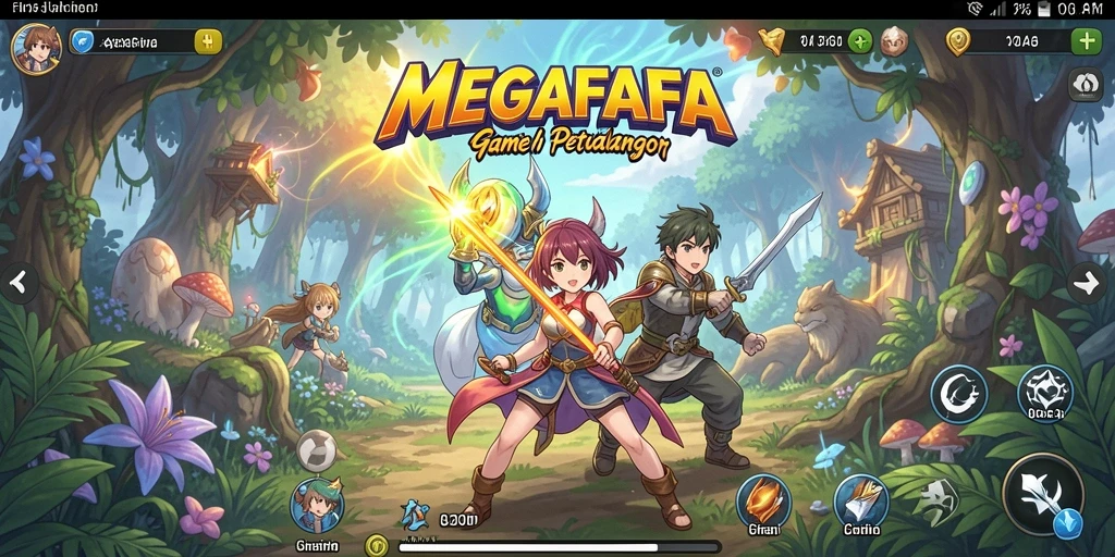Gameplay MEGAFAFA yang seru dan penuh warna dengan karakter anime.