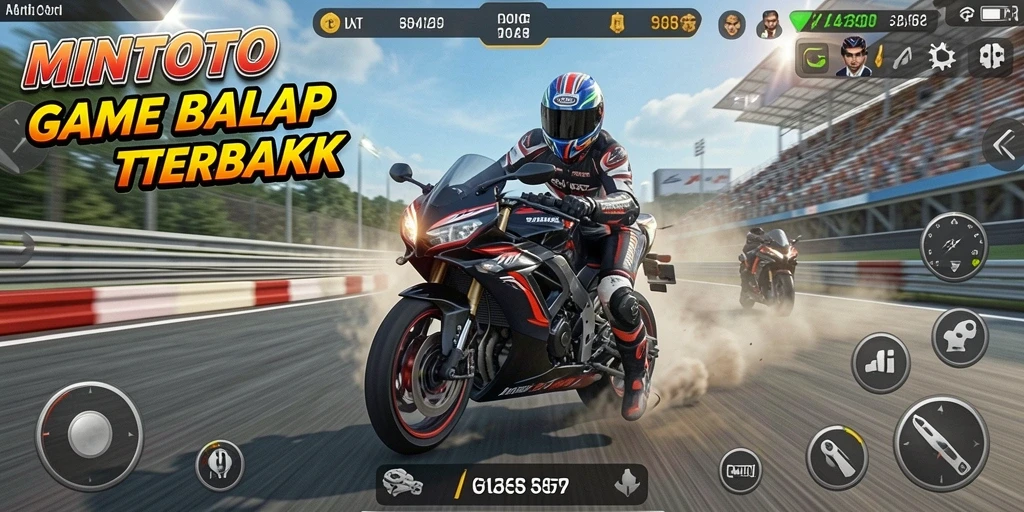 Gameplay MINTOTO yang seru dengan aksi balap motor yang intens.