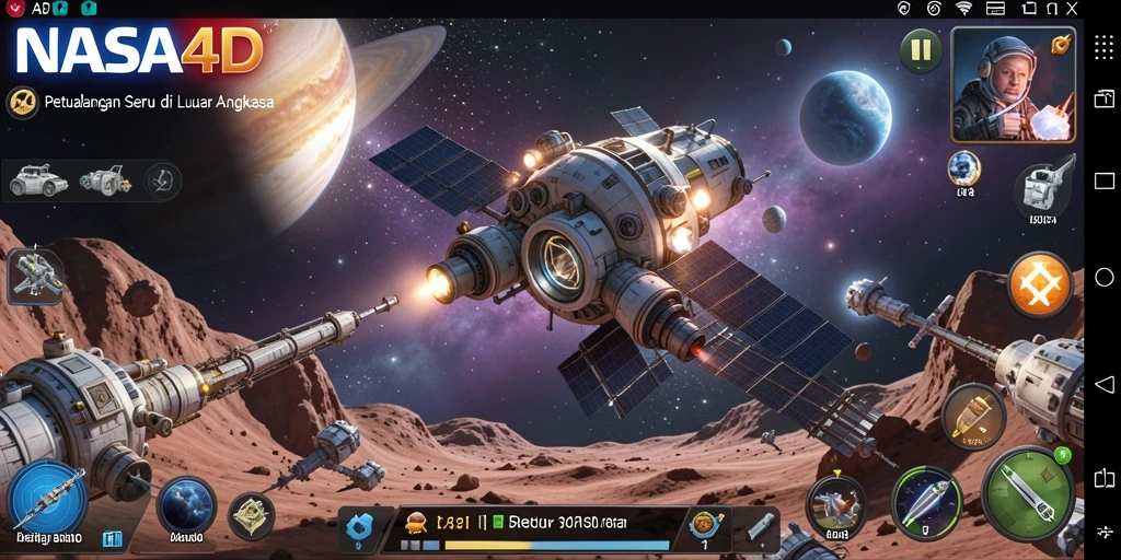 Tampilan gameplay <strong>NASA4D</strong> dengan aksi seru di luar angkasa.