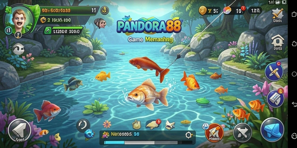 Tampilan gameplay PANDORA88 dengan keseruan memancing ikan.