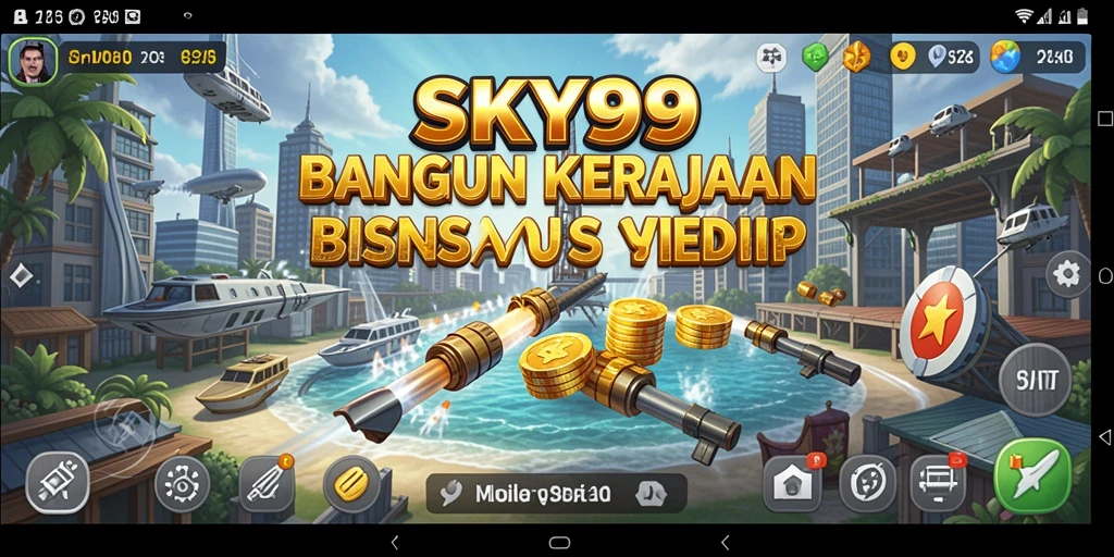 Tangkapan layar SKY99 menampilkan gameplay bisnis yang mendalam dan strategis.