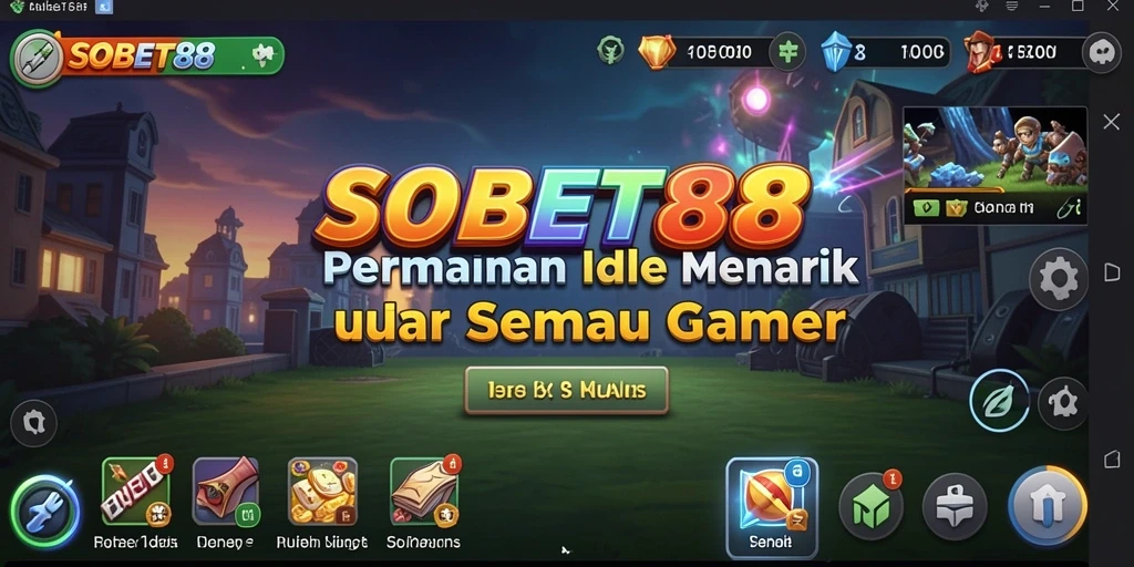 Tampilan permainan Idle SOBET88 dengan karakter dan misi menarik.