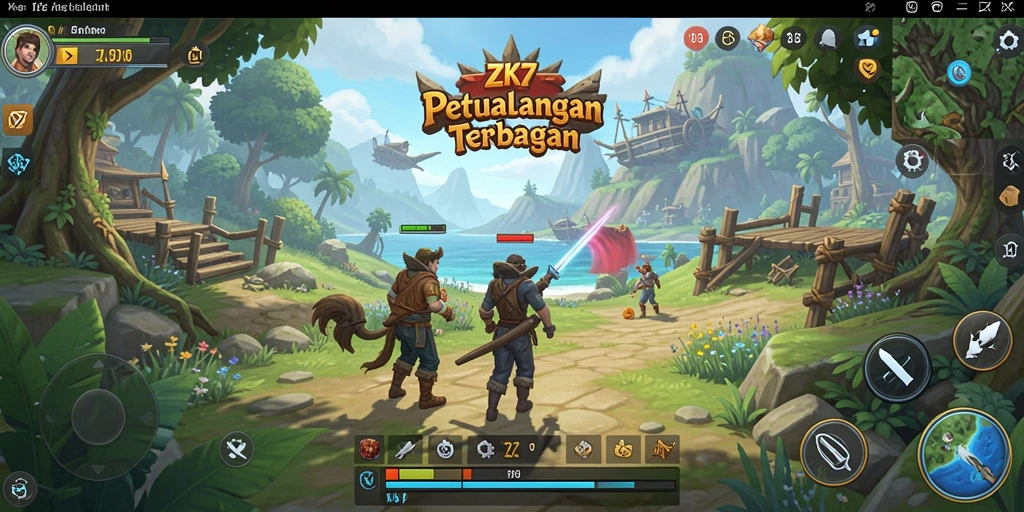 Screenshot gameplay ZK7 menampilkan petualangan Open World yang seru.